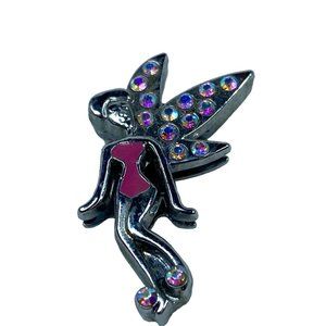 American Jewel Pixie Fairy Pendant Rhinestone Crystals Iridescent Silver Color